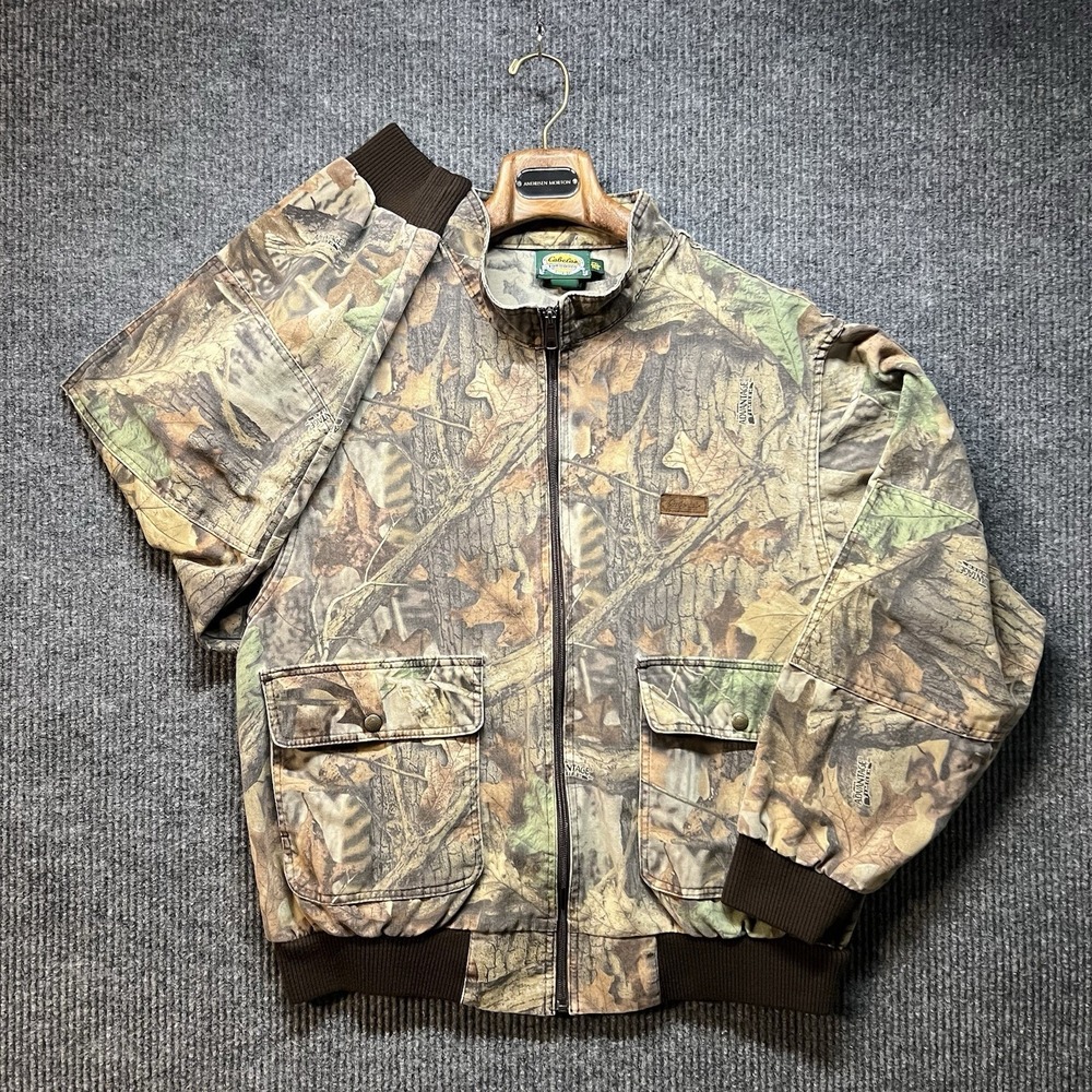 Vintage‎ Cabelas Advantage Timber Camo Bomber Jacket Women's 2XL Full Zip